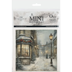 Set 6ks rýžových papírů - Zimní pohádka, staré město (14,8x14,8cm)