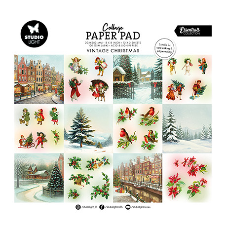 Sada papírů 20x20 Vintage Christmas Essentials nr. 374 (SL)