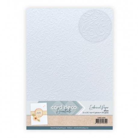 Embosovaný papír 250gsm A4 - Barokní kouzlo, bílý (FI)