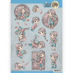 Papír 3D A4 - Růžové a modré květy Lilly Luna (FI)
