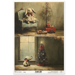 Papír rýžový A4 Retro hračky, plyšový králík