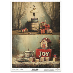 Papír rýžový A4 Retro hračky, hrací skříňka s baletkou