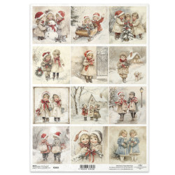 Papír rýžový A4 Zimní pohádka, malé obrázky s dětmi II.