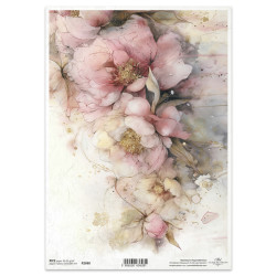 Papír rýžový A4 Zahrada múz, růžové pivoňky