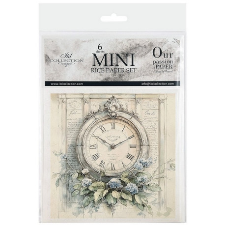 Set 6ks rýžových papírů - Hodiny v květinách (14,8x14,8cm)