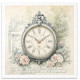 Set 6ks rýžových papírů - Hodiny v květinách (14,8x14,8cm)