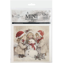 Set 6ks rýžových papírů - Zimní pohádka, děti II. (14,8x14,8cm)