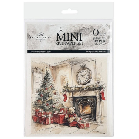 Set 6ks rýžových papírů - Zimní pohádka, vánoční stromy a hračky (14,8x14,8cm)