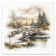 Set 6ks rýžových papírů - Zimní pohádka, krajina v sépiové (14,8x14,8cm)