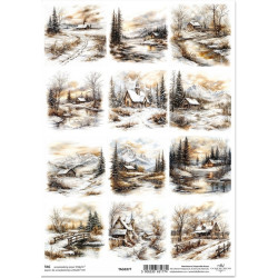 Scrap.papír A4 Zimní pohádka, krajina v sépiové