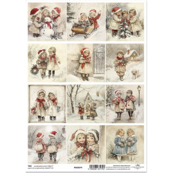 Scrap.papír A4 Zimní pohádka, malé obrázky s dětmi II.