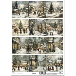 Scrap.papír A4 Zimní pohádka, malé obrázky ze starého města