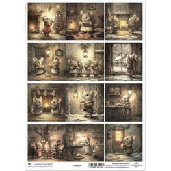 Scrap.papír A4 Zimní pohádka, malé obrázky s myškami