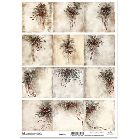 Scrap.papír A4 Zimní pohádka, malé obrázky s dekoracemi dočervena Scrap.papír A4 Zimní pohádka, malé obrázky s dekoracemi dočervena