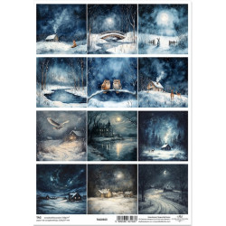 Scrap.papír A4 Zimní pohádka, krajina v noci