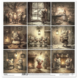 Zimní pohádka, malé obrázky s myškami - scrap.papír 31x32cm (ITD)