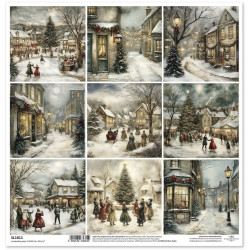 Zimní pohádka, malé obrázky ze starého města - scrap.papír 31x32cm (ITD)
