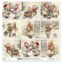 Zimní pohádka, malé obrázky s dětmi II. - scrap.papír 31x32cm (ITD)