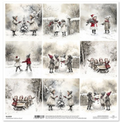 Zimní pohádka, malé obrázky s dětmi - scrap.papír 31x32cm (ITD)