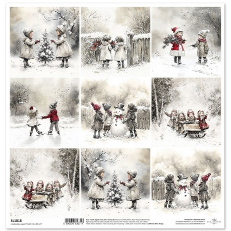 Zimní pohádka, malé obrázky s dětmi - scrap.papír 31x32cm (ITD) Zimní pohádka, malé obrázky s dětmi - scrap.papír 31x32cm (ITD)