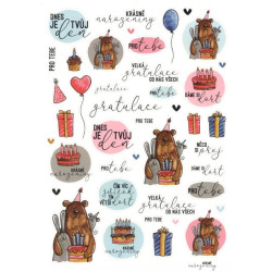 Samolepky barevné Krásné narozeniny A4