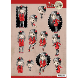 Papír 3D A4 - Dáma v červeném Lilly Luna (FI)