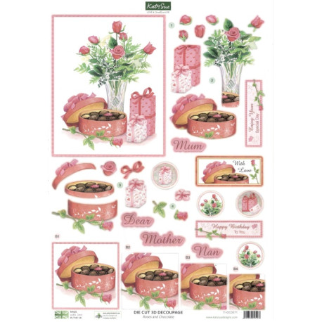 Papírové výřezy A4 - Růže & čokoláda (Katy Sue)