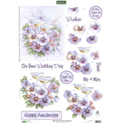 Papírové výřezy A4 - Šampaňské a macešky (Katy Sue)