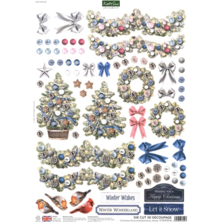 Papírové výřezy 3D - Vánoční květy (Katy Sue)