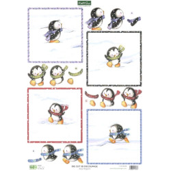 Papírové výřezy 3D - Pilní tučňáci (Katy Sue)