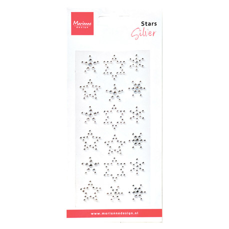 Sada hvězd z kamínků 18ks, stříbrná (MD)