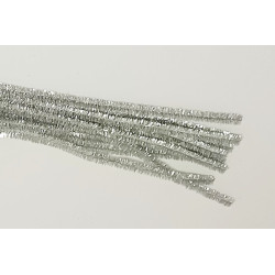 Chlupaté drátky 6mm, 30cm, 10ks třpytivá stříbrná