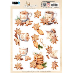 Papírové výřezy A4 - Půvab bobulí, útulná zima, sušenky (FI)