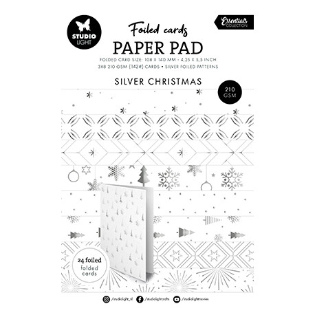 Sada papírů A5, základů přáníček - Silver patterns Essentials nr. 384 (SL)