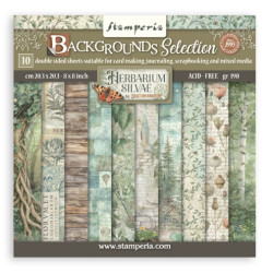 Sada papírů 20,3x20,3 190g Herbarium Silvae, na pozadí (SBBS136)