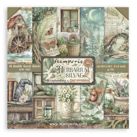 Sada papírů 20,3x20,3 190g Herbarium Silvae (SBBS135)