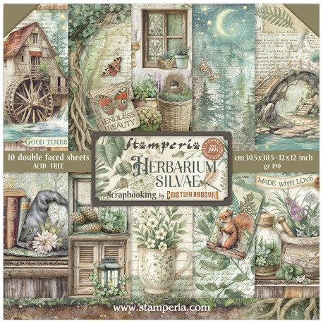 Sada papírů 30,5x30,5 190g Herbarium Silvae (SBBL179)