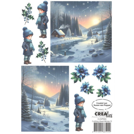Papír k vystřihování A4 - Winter D (Crealies)