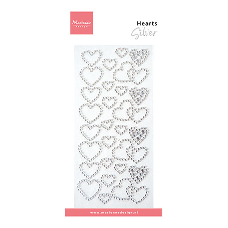 Sada srdcí z kamínků 28ks, stříbrná (MD)