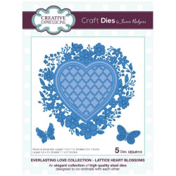 Vyřezávací šablony - Mřížkované srdce s květy (CE)