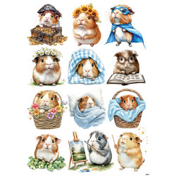 Papír rýžový A4 Legrační morčata