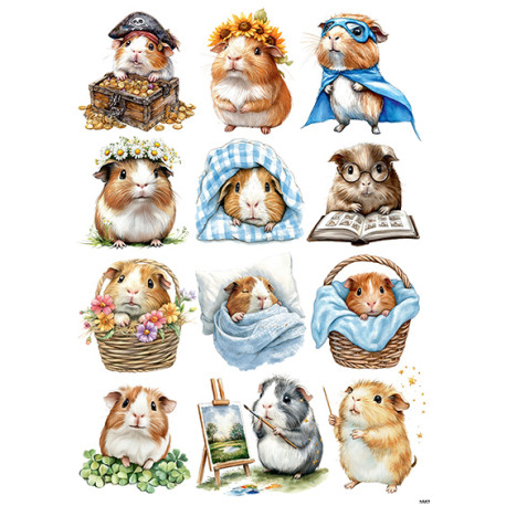 Papír rýžový A4 Legrační morčata