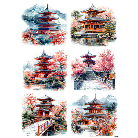 Papír rýžový A4 Japonsko, pagody