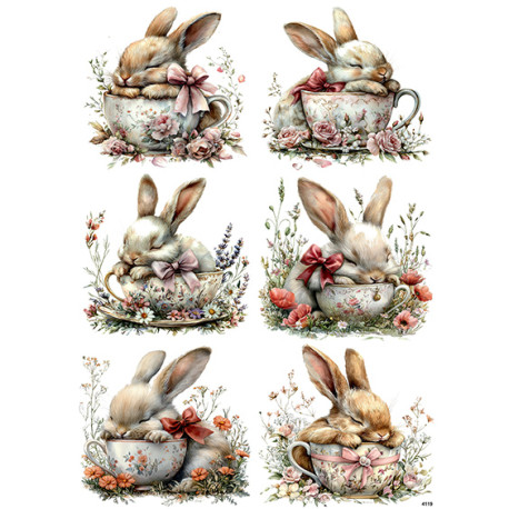 Papír rýžový A4 Spící králíčci