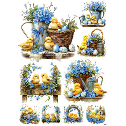 Papír rýžový A4 Kuřátka s pomněnkami