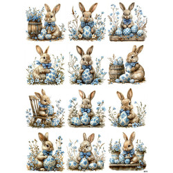 Papír rýžový A4 Králíčci s pomněnkami, menší