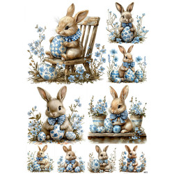 Papír rýžový A4 Králíčci s pomněnkami