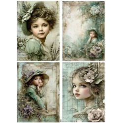 Papír rýžový A4 Viktoriánský styl, obrázky s dívkami