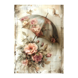 Papír rýžový A5 Vintage styl, deštník