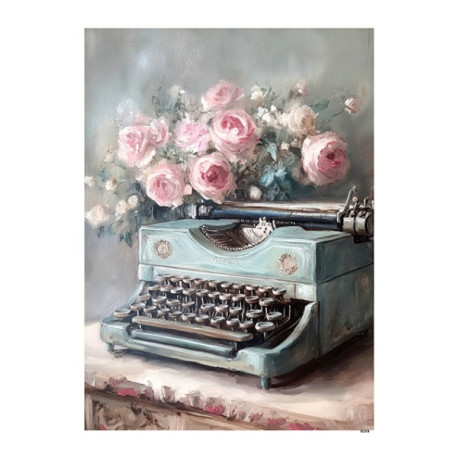 Papír rýžový A5 Pastelový vintage styl, psací stroj